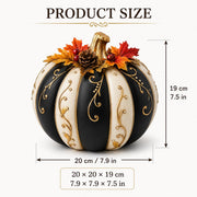 Lighted Black & Ivory Pumpkin Decor with Remote