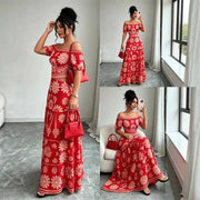 🌺 LIMITED-TIME 49% OFF! 💥 Women's Off-Shoulder Waist Cutout Daisy Printed Resort Dress – Flowy, Breezy, Tropical Chic ✨