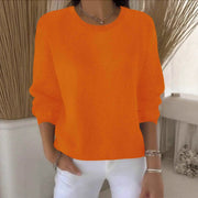 🍃Casual loose solid color round neck pullover
