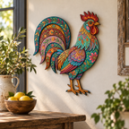 Colorful Rooster Metal Wall Art