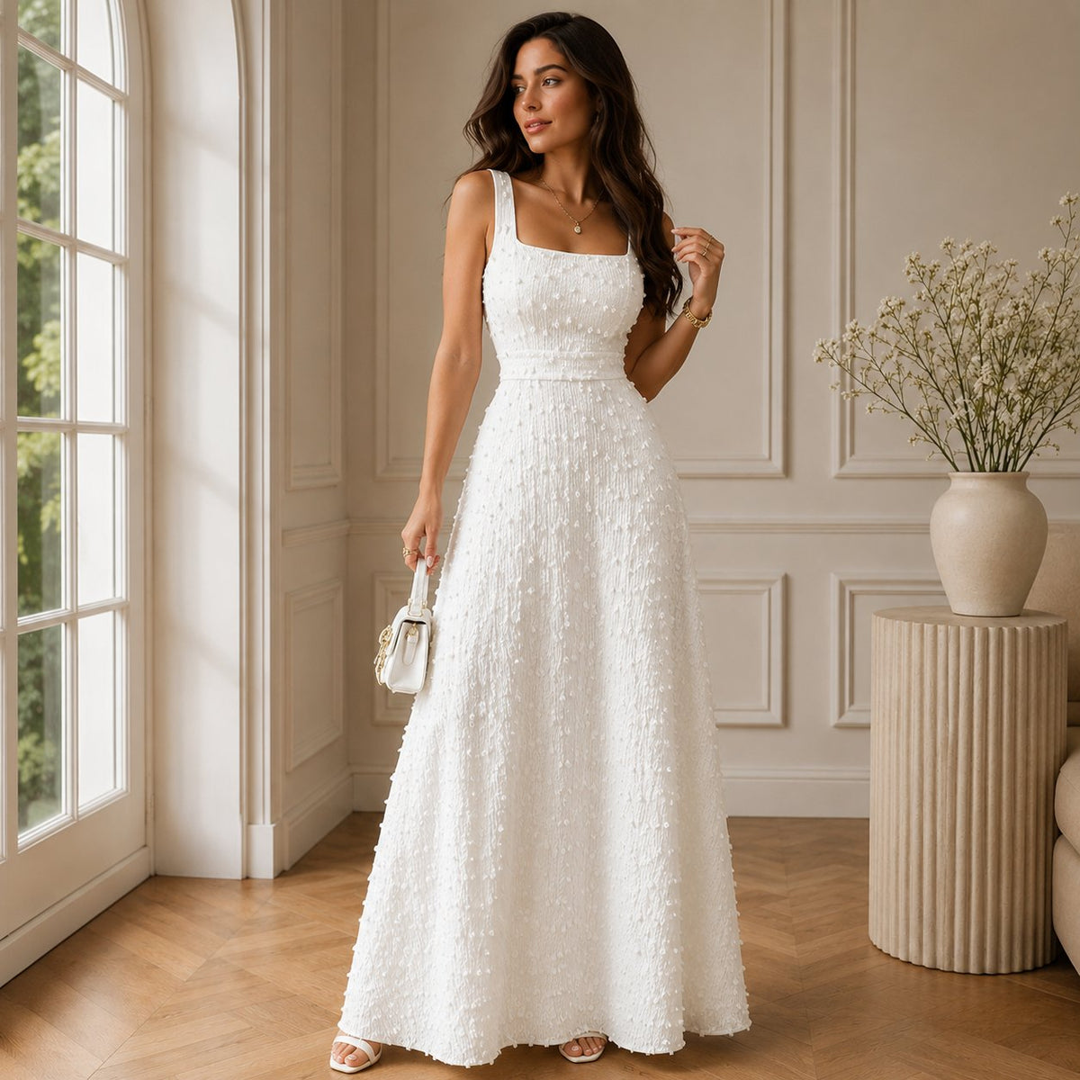 👗New Arrival🔥Women's Sleeveless Square Neck Split Maxi Dress