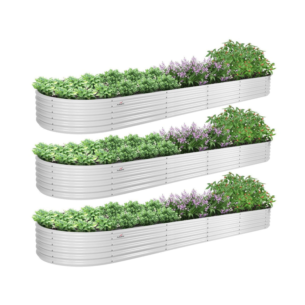 18" Tall 12x3 ft Galvanized Steel Raised Garden Bed