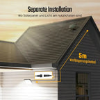 1pc-400LED Solar Wall Light with 5m Cable, Motion Sensor, 3 Modes, IP65 Waterproof Outdoor Light