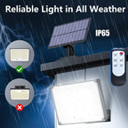 1pc-400LED Solar Wall Light with 5m Cable, Motion Sensor, 3 Modes, IP65 Waterproof Outdoor Light