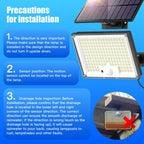 1pc-400LED Solar Wall Light with 5m Cable, Motion Sensor, 3 Modes, IP65 Waterproof Outdoor Light