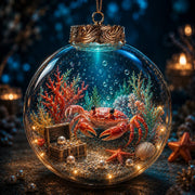 🌊 海洋系列发光3D模型装饰品套装 | 透明展示摆件，内含精细海洋生物、珊瑚、贝壳和珍珠风格点缀 ✨