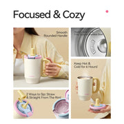 Insulated Coffee Mug | Leak-Proof Tumbler with Straw, Large Capacity & Cute Design for WomenOffice Drinkware Flasks Water Bottles Bottled Portable