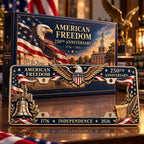 🇺🇸 America 250th Anniversary Metal License Plate Frame – Patriotic Eagle & Freedom Edition, 1776–2026 🦅