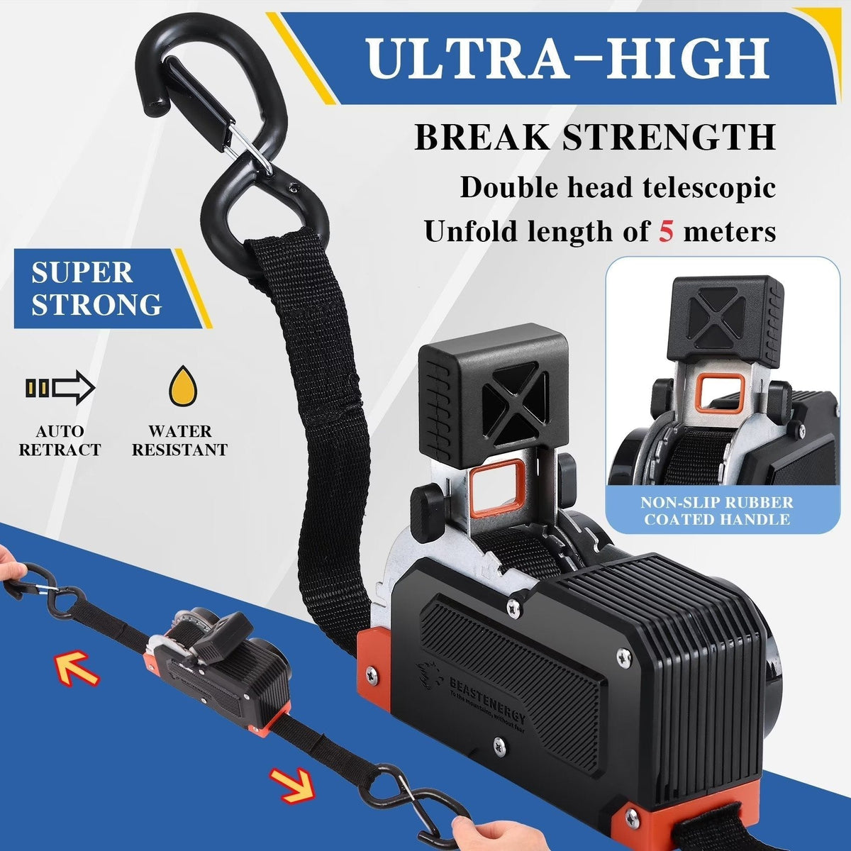 🔥 LAST DAY 50% OFF! 🔧 Dual-End Retractable Ratchet Straps 🛻