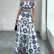 🌺 LIMITED-TIME 49% OFF! 💥 Women's Off-Shoulder Waist Cutout Daisy Printed Resort Dress – Flowy, Breezy, Tropical Chic ✨