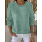 🍃Casual loose solid color round neck pullover