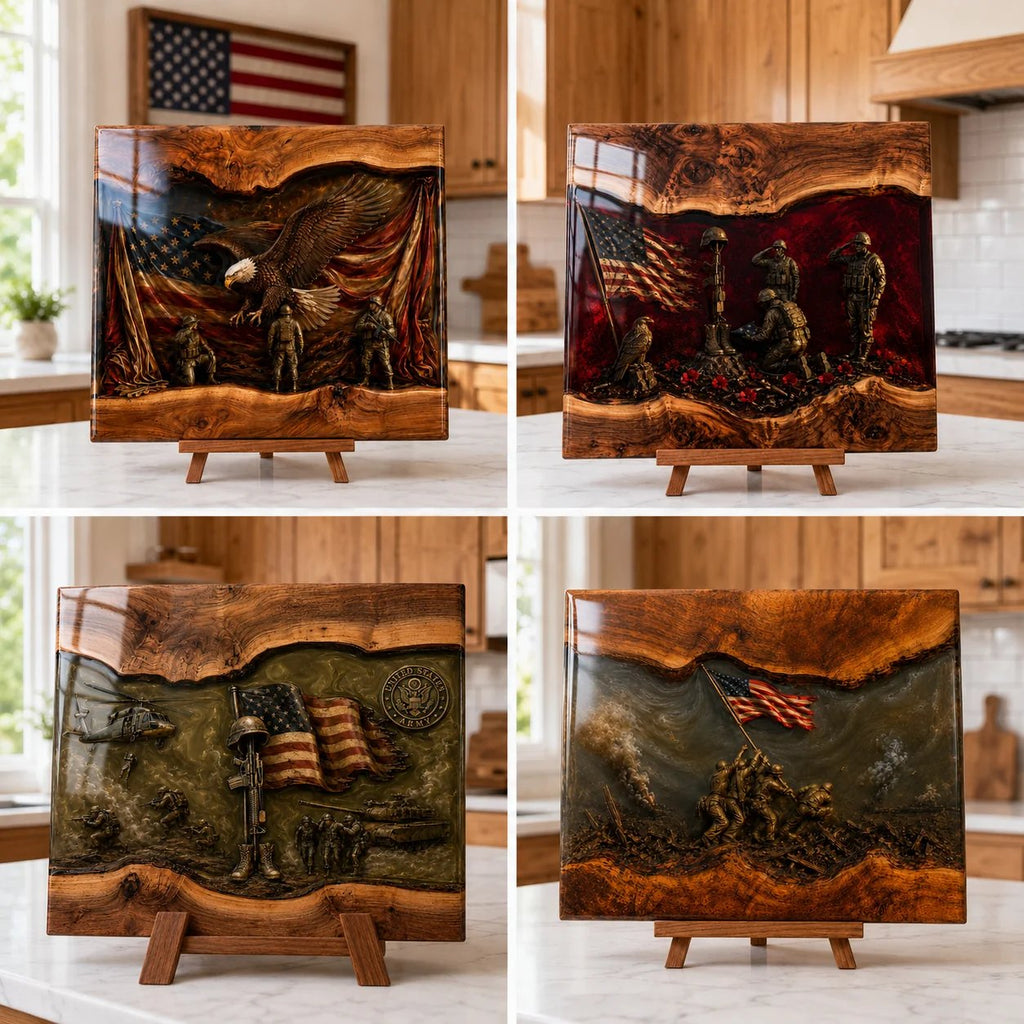🎖️ Handcrafted Veteran Memorial Wooden Display Boards- Only 11 Left