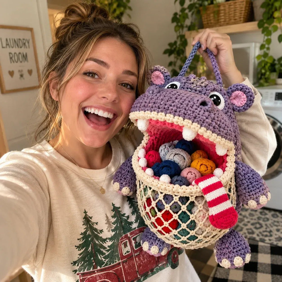 🧦😂 Sock Gobblers™– DIY Crochet Animal Sock Holder Kit | Funny Hanging Laundry Organizer & Creative Handmade Gift 🦈🐊