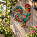 Colorful Rooster Metal Wall Art