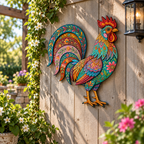 Colorful Rooster Metal Wall Art