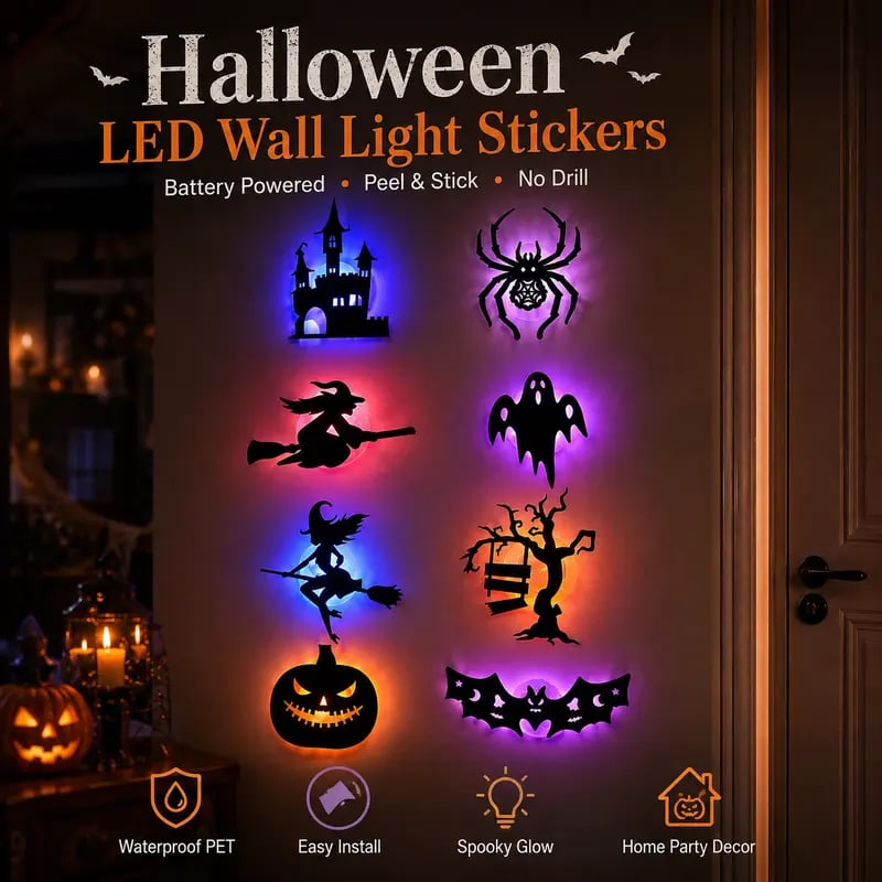 🎃 万圣节LED剪影墙贴灯——轻松打造恐怖光效！👻✨