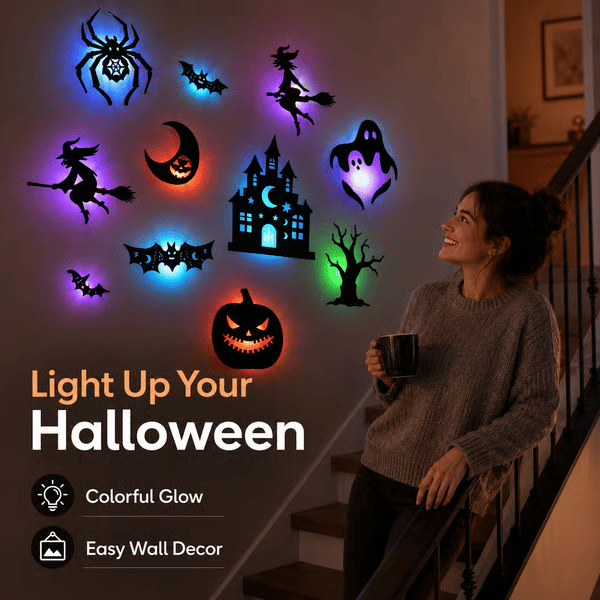 🎃 万圣节LED剪影墙贴灯——轻松打造恐怖光效！👻✨