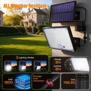 1个400LED太阳能壁灯，带5米电缆，运动传感器，3种模式，IP65防水户外灯