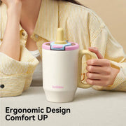 Insulated Coffee Mug | Leak-Proof Tumbler with Straw, Large Capacity & Cute Design for WomenOffice Drinkware Flasks Water Bottles Bottled Portable