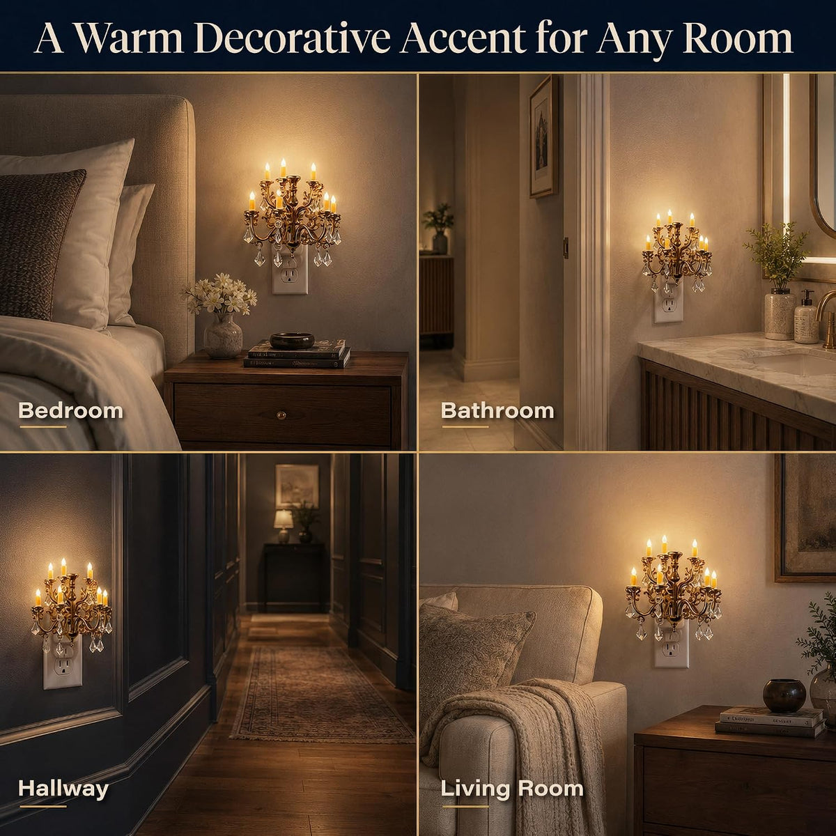 Night Lights Plug into Wall, Chandelier Night Light Dusk to Dawn