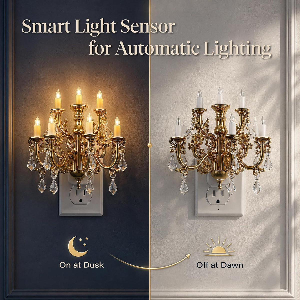 Night Lights Plug into Wall, Chandelier Night Light Dusk to Dawn