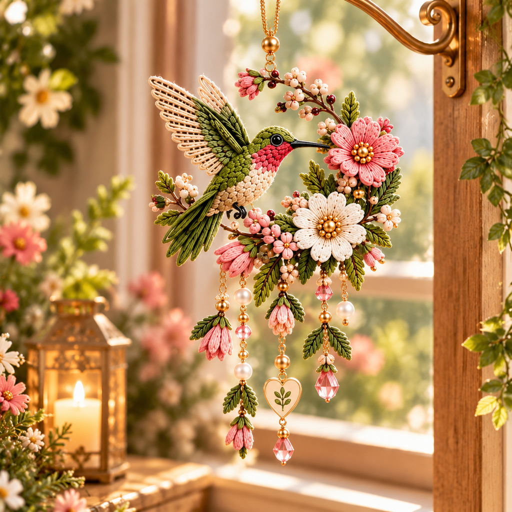 🔥2026 Hot Sale - Hummingbird & Wildflower Beaded DIY Ornament Kit💚