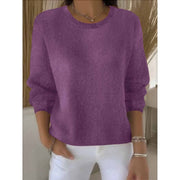 🍃Casual loose solid color round neck pullover