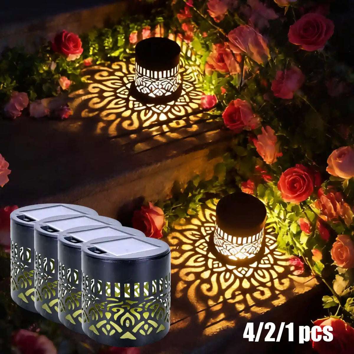 4 Pack Mandala Solar Wall Lights, IP65 Waterproof Outdoor Decorative Lights for Garden, Fence, Patio, Holiday Decoration