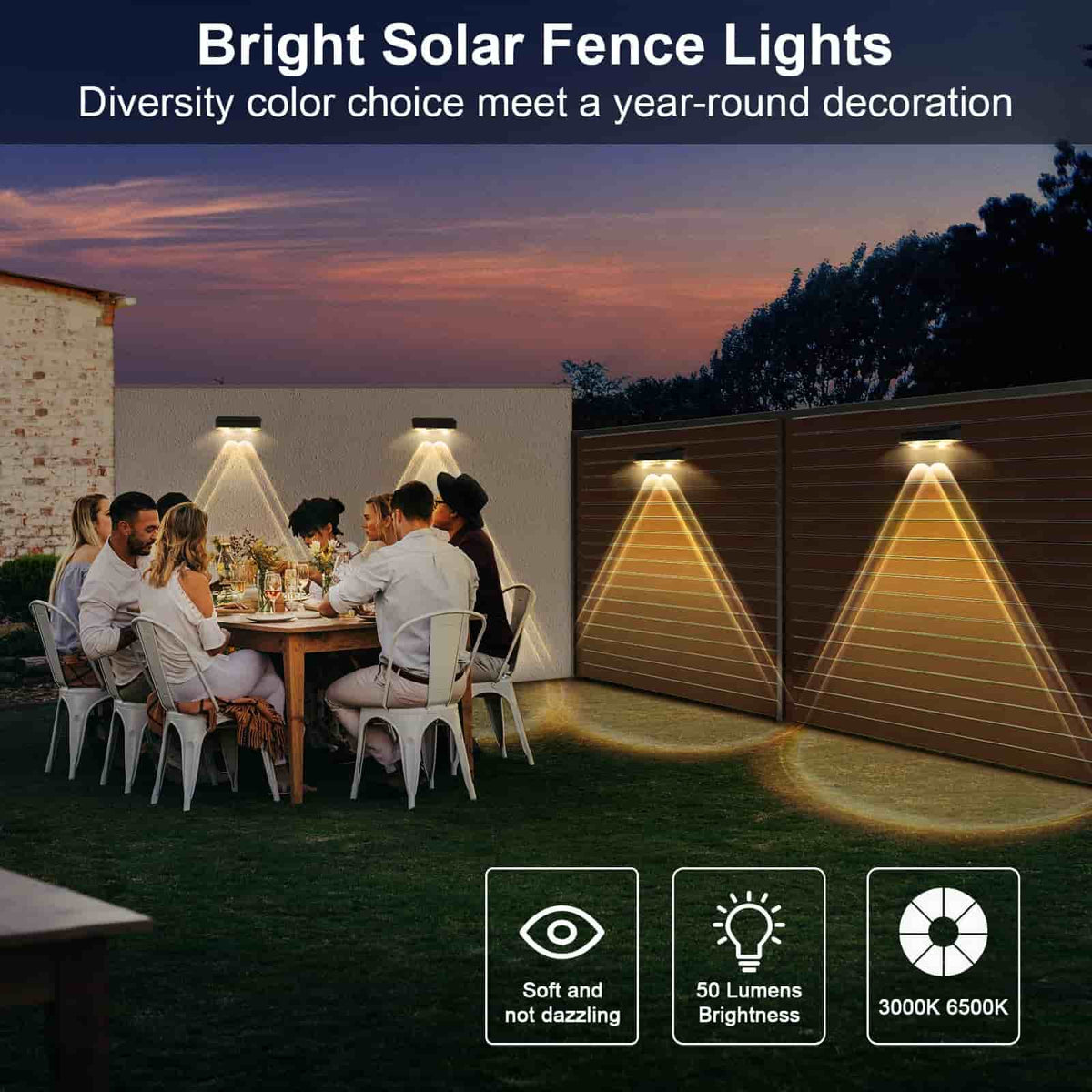 2 Pcs Dual-Head Solar Wall Lights with 9 Color Modes, IP65 Waterproof Outdoor Lights
