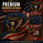 🎉Patriotic 4th of July ❤️ 🇺🇸 USA 250th Anniversary Patriotic Eagle Embroidered Cap