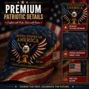 🎉Patriotic 4th of July ❤️ 🇺🇸 USA 250th Anniversary Patriotic Eagle Embroidered Cap