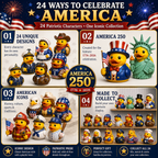 250th American Patriotic Rubber Duck Countdown Calendar 2026 – 24 Characters, 250 Years of Stories 🇺🇸