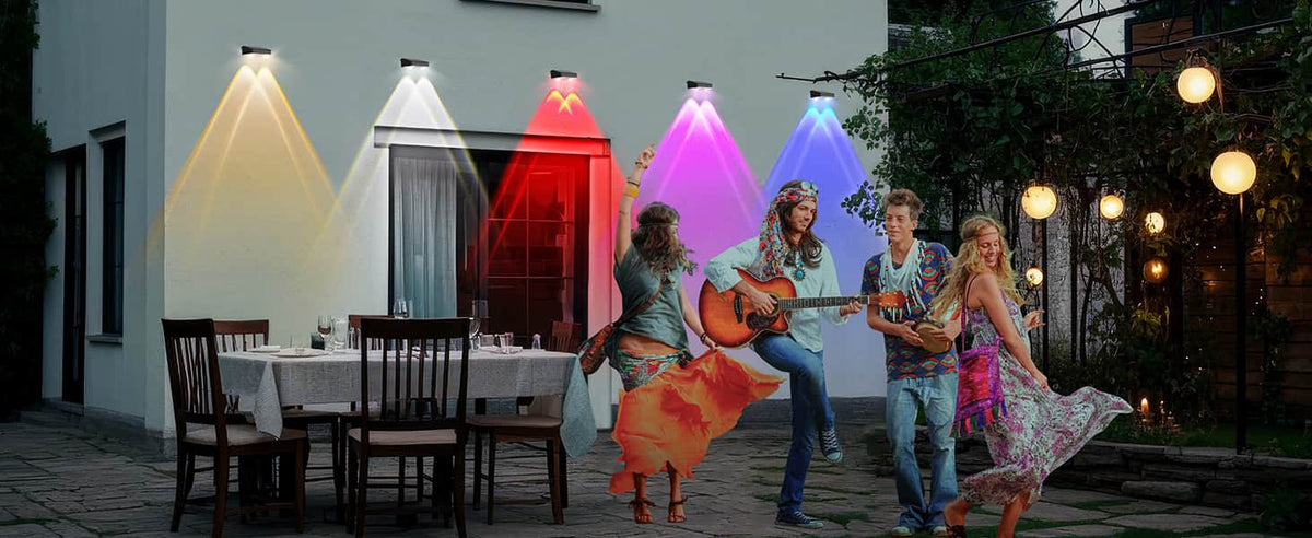 4 Pcs Dual-Head Solar Wall Lights with 9 Color Modes, IP65 Waterproof Outdoor Lights