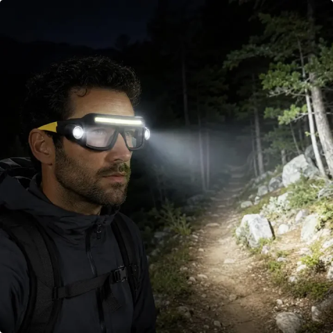 🔦 Rechargeable LED Headlamp Glasses – Hands-Free Lighting, Wave On/Off