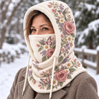 🌸 Women’s Floral 3-in-1 Winter Hood – Fleece-Lined Hat, Face Cover & Neck Warmer (📦 Buy 2 Free Shipping)