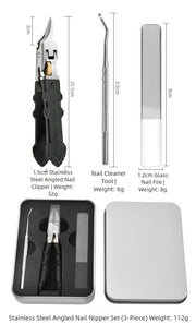 Black Anti-Slip Grip Gear Lock Nail Clipper Set with Ultra-Sharp Tips for Precise Access to Nail Grooves