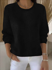 🍃Casual loose solid color round neck pullover