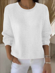 🍃Casual loose solid color round neck pullover
