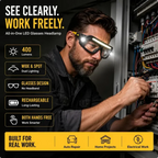 🔦 Rechargeable LED Headlamp Glasses – Hands-Free Lighting, Wave On/Off