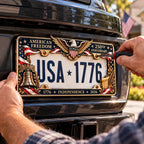 🇺🇸 America 250th Anniversary Metal License Plate Frame – Patriotic Eagle & Freedom Edition, 1776–2026 🦅