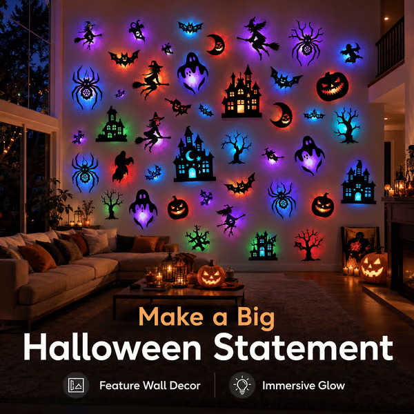 🎃 万圣节LED剪影墙贴灯——轻松打造恐怖光效！👻✨