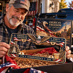 🇺🇸 America 250th Anniversary Metal License Plate Frame – Patriotic Eagle & Freedom Edition, 1776–2026 🦅
