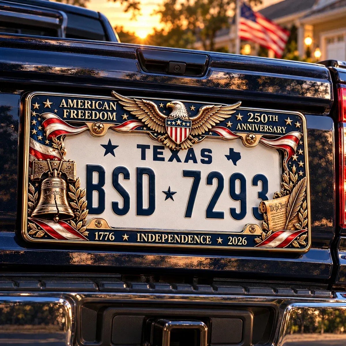 🇺🇸 America 250th Anniversary Metal License Plate Frame – Patriotic Eagle & Freedom Edition, 1776–2026 🦅