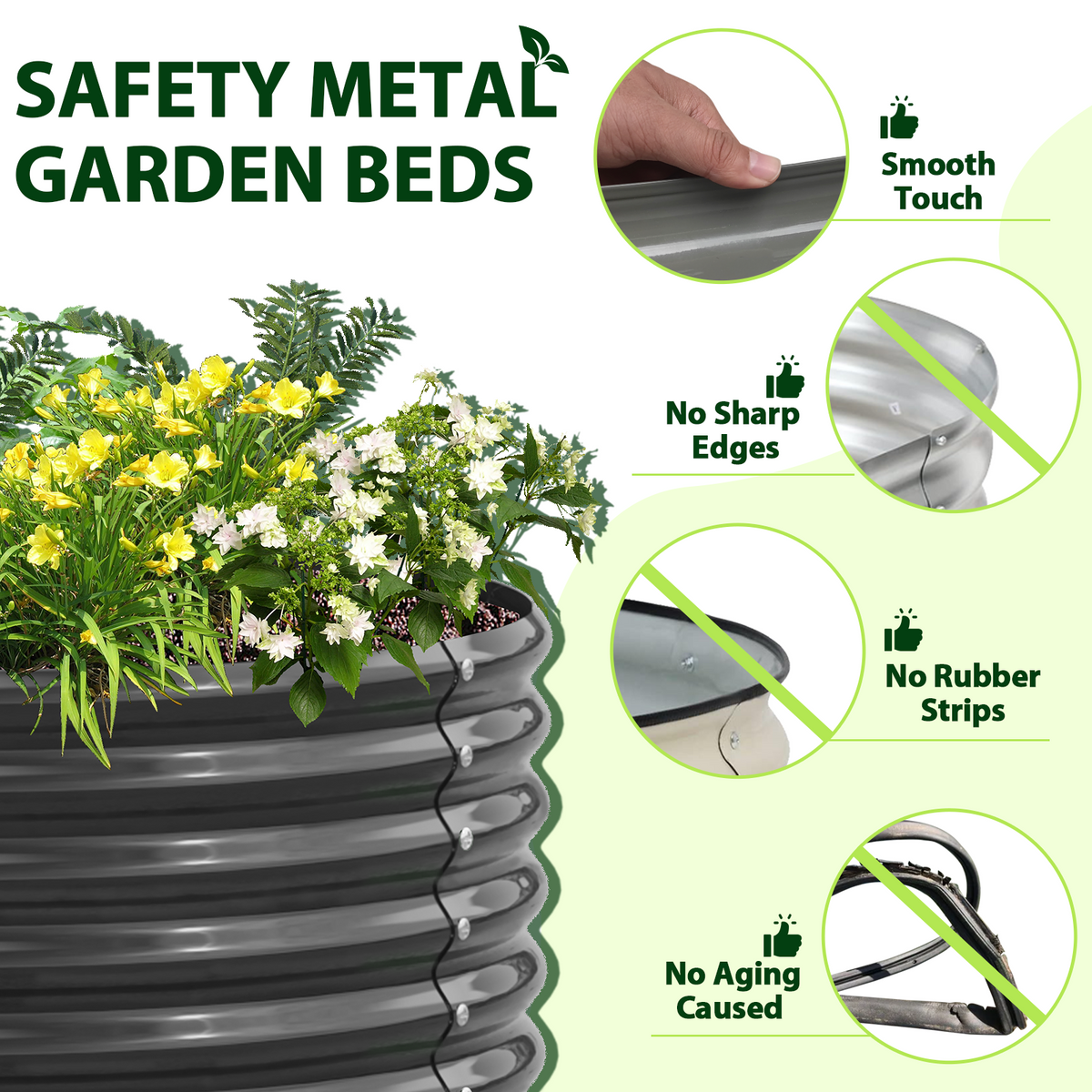 18" Tall 12x3 ft Rust-Resistant Raised Garden Bed