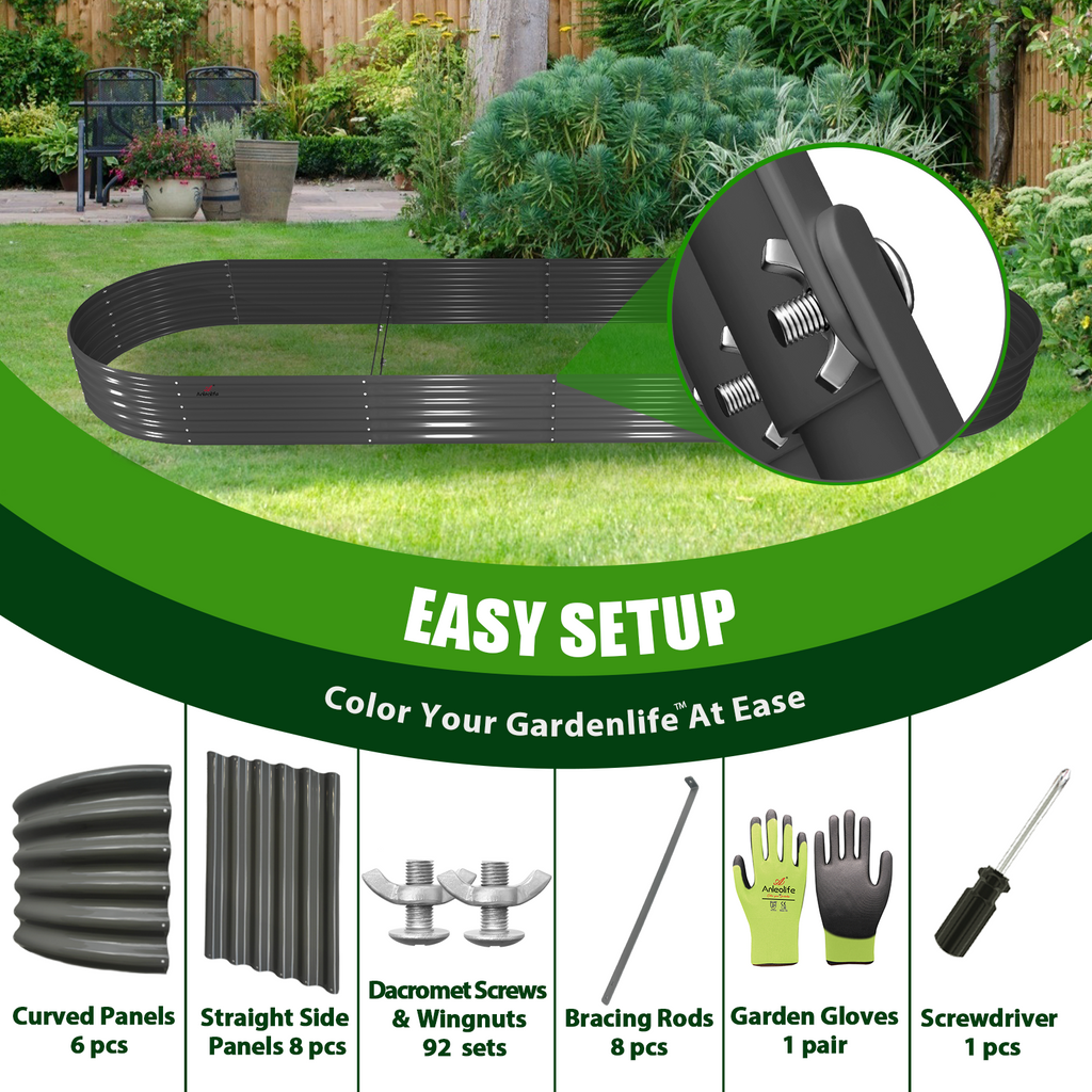 18" Tall 12x3 ft Rust-Resistant Raised Garden Bed