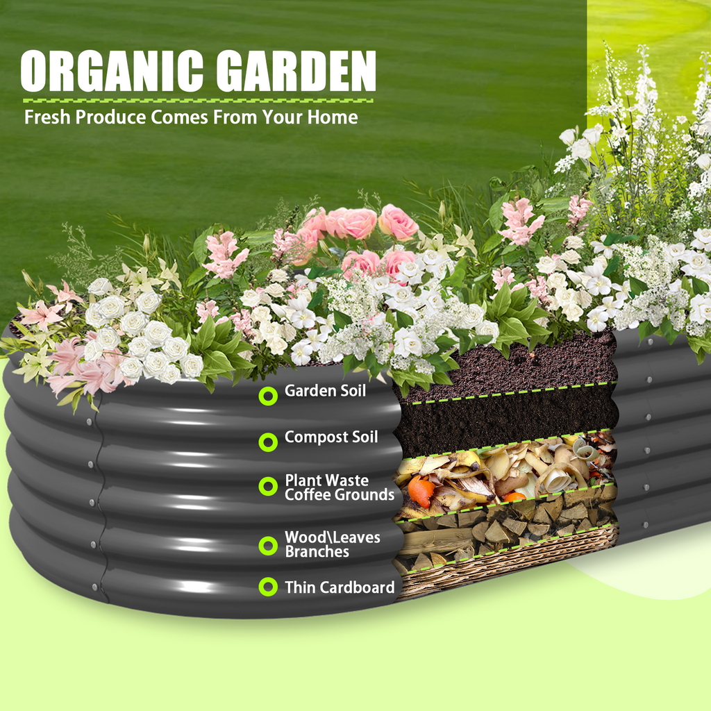 18" Tall 12x3 ft Rust-Resistant Raised Garden Bed