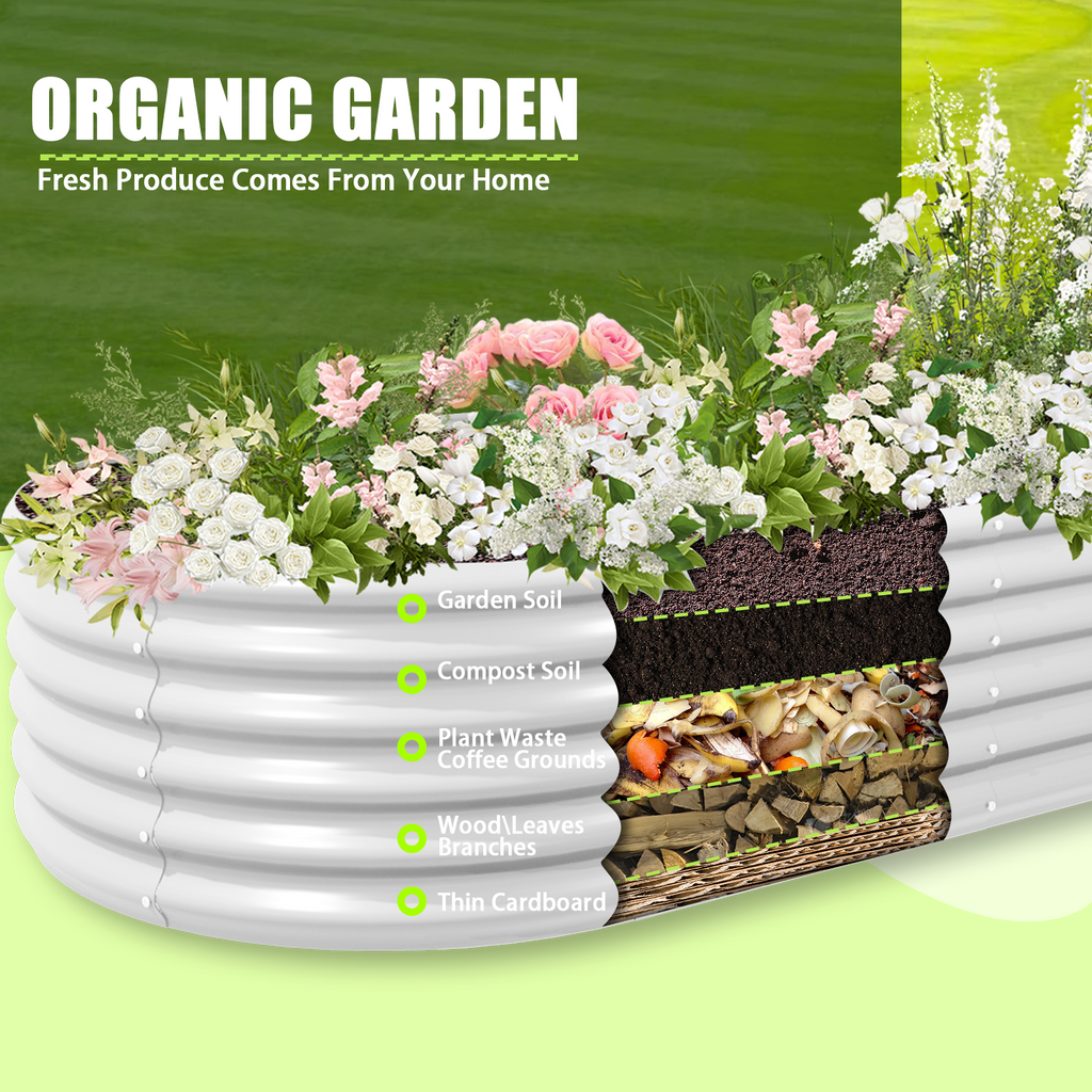 18" Tall 12x3 ft Galvanized Steel Raised Garden Bed