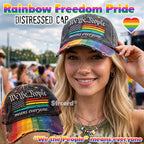 🌈彩虹自由骄傲做旧棒球帽