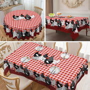 ⏳Time-Limited Special⏰Farmhouse Rooster Tablecloth – Red Buffalo Plaid Chicken Table Cover, Spill Proof & Scalloped Lace Edge ✨