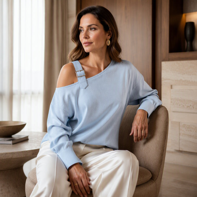 Women's Long Sleeve Asymmetric Off-Shoulder Top